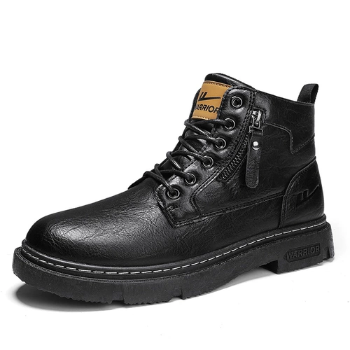 Warrior, Martens, летние высокие сапоги в английском стиле, черные туфли, водонепроницаемая униформа медсестры для кожаной обуви, в британском стиле