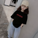 Хлопковая летняя детская футболка с коротким рукавом, 100% хлопок, оверсайз, подходит для подростков, в корейском стиле, в западном стиле