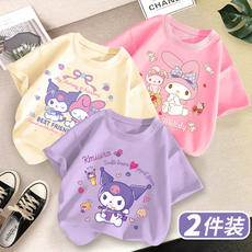 Футболка детская 女童短袖t恤2024新款夏洋气女孩童装半袖宽松纯棉儿童夏装库洛米