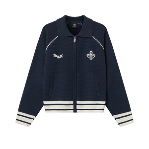 【帕拉丁】女款复古运动时尚翻领开襟毛衫