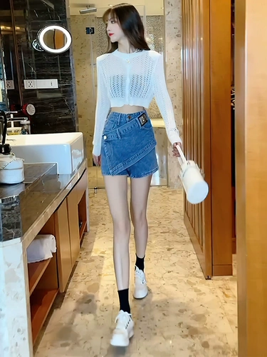 Модная летняя одежда для защиты от солнца, шелковый кардиган, шорты, популярно в интернете, городской стиль, коллекция 2022, в корейском стиле