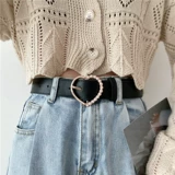 Милый ремень из жемчуга, штаны для школьников и студентов, универсальные брендовые джинсы, в корейском стиле