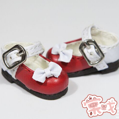 taobao agent [Tang Opera BJD] Leather Shoes Boy Baby [8 points] White bow small leather shoes XZ-02