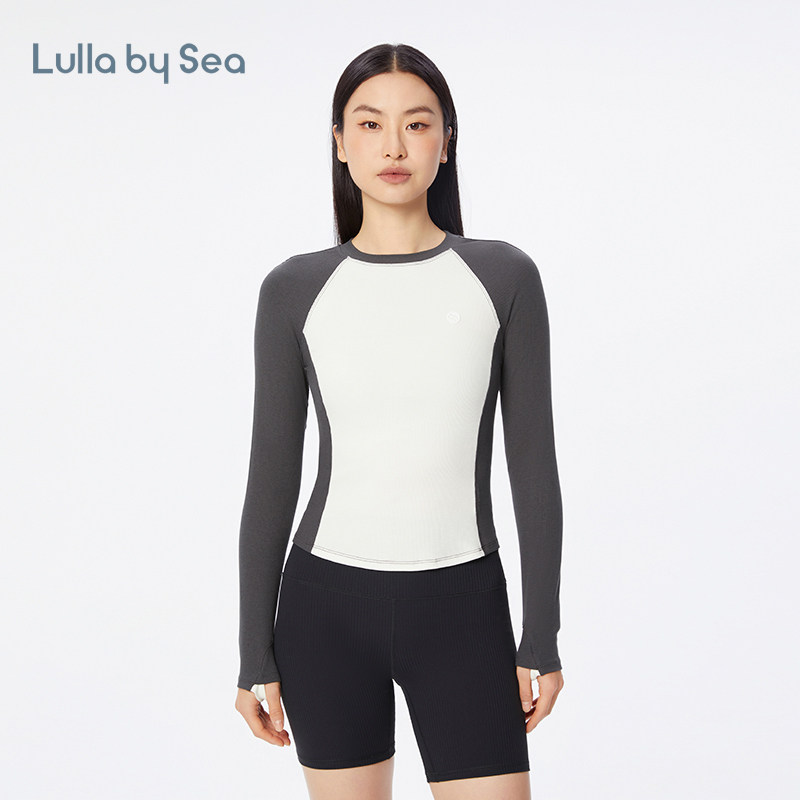 Lulla by Sea| Wonder rib 运动长袖圆领莱赛尔罗纹撞色修身T恤