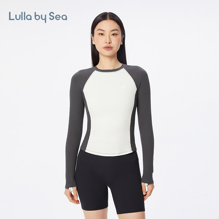 Lulla by Sea| Wonder rib 运动长袖圆领莱赛尔罗纹撞色修身T恤