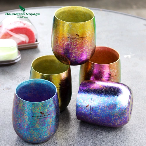 Biyi Pure Titanium Double -Slayer Anti -Hot Color Titanium Water Cup Outdoor Color Cup Light Tea Cufe Cufe Cumping Tea