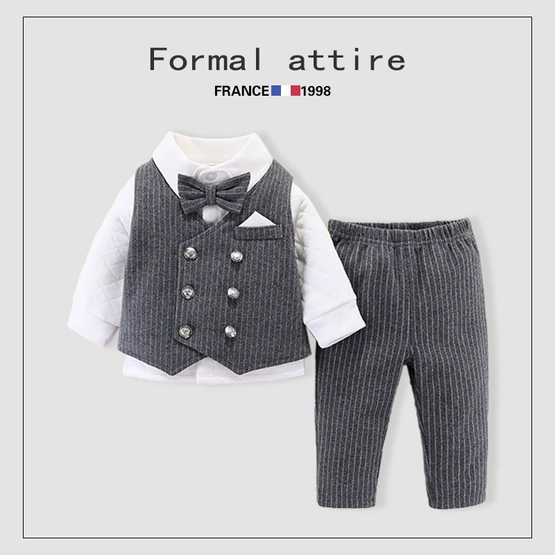 Dress, children's boy's clothing, winter classic suit jacket for boys, vest, set, special occasion clothing, Birthday gift, western style