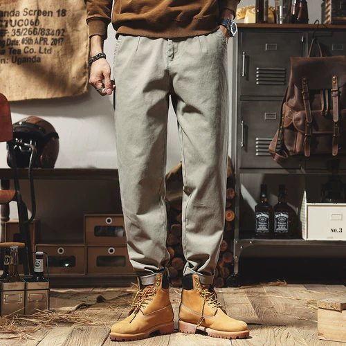 Ретро весенние хлопковые штаны, в американском стиле, свободный прямой крой