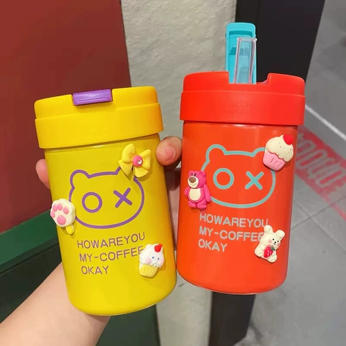 Высококачественная трубочка, милый портативный кофейный стакан подходит для мужчин и женщин для школьников, коллекция 2022