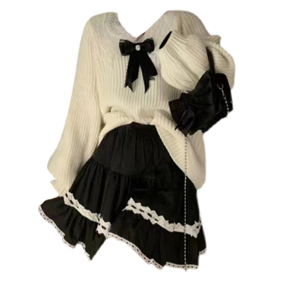 taobao agent Autumn sweater, skirt, for girls, western style, fitted