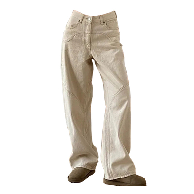 taobao agent Autumn jeans, pants, 2022 collection, high waist, fitted, suitable for teen, loose straight fit