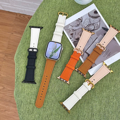 Тихий ремешок подходит для кожи для кожи икры, кожаные часы с яблочными часами с AppleWatch New Watch7 Осень и Зимняя SE
