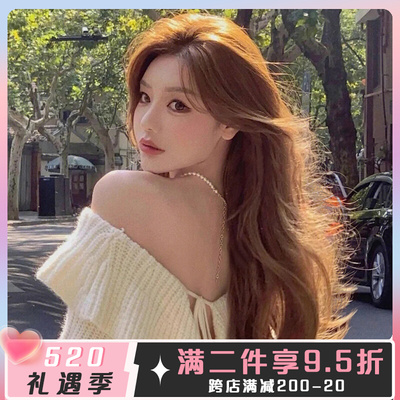 taobao agent Wig female long hair is divided into eight -character bangs full -jacket -style large wave curly hair suitable for daily wigs of round faces
