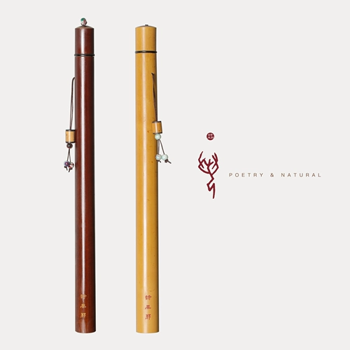 [If] Поэзия Wuxie Portable Pen Holder Exquisite Single -Crash rate Storage Creative Bamboo -Tube Tube Tube Многофункциональная карманная канцелярская канцелярия Натуральные желтые бамбуковые на гриле на гриле красный бамбуковый украшение китайского стиля