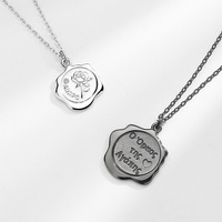 S925 sterling silver fire lacquer rose seal couple necklace for men and women, Korean style niche design clavicle chain gift trend