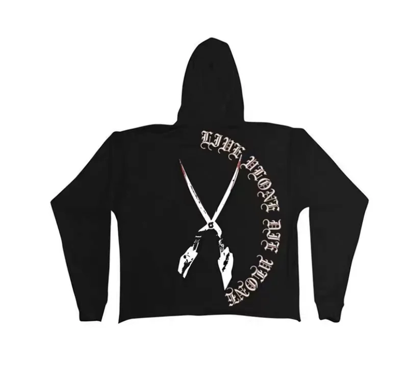 Американская версия совместной VLONE SLIT за scissors и пятна крови V отпечатано короткий худи с капюшоном чтобы испортить подол