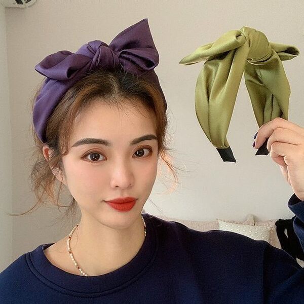 Аксессуар для волос, сиреневый ободок, повязка на голову с бантиком, изысканный стиль, Южная Корея