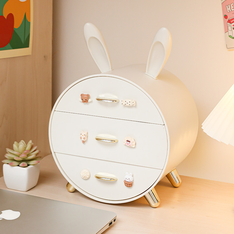 [Chrome-plated gold - off-white] Light luxury model ⭐ Cute rabbit (free 3D cute sticker)