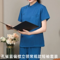 Peacock Blue Standard Style Poling Short -neck Short -Sleeved Set [Male]