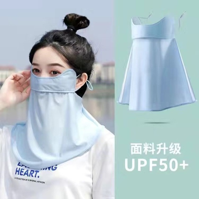 夏季全脸防晒面罩女遮脸口罩护颈一体防紫外线骑行遮阳冰丝防嗮_爱购