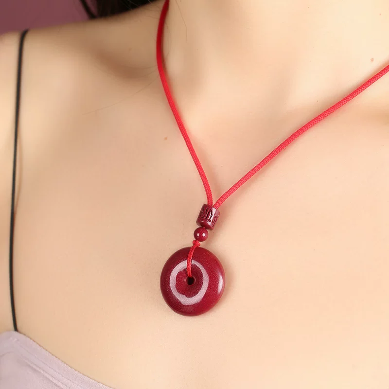 紫金砂 朱砂平安扣吊坠 挂绳挂饰 男女老小 项链挂件【含师傅祈福，发货周期7-20天】