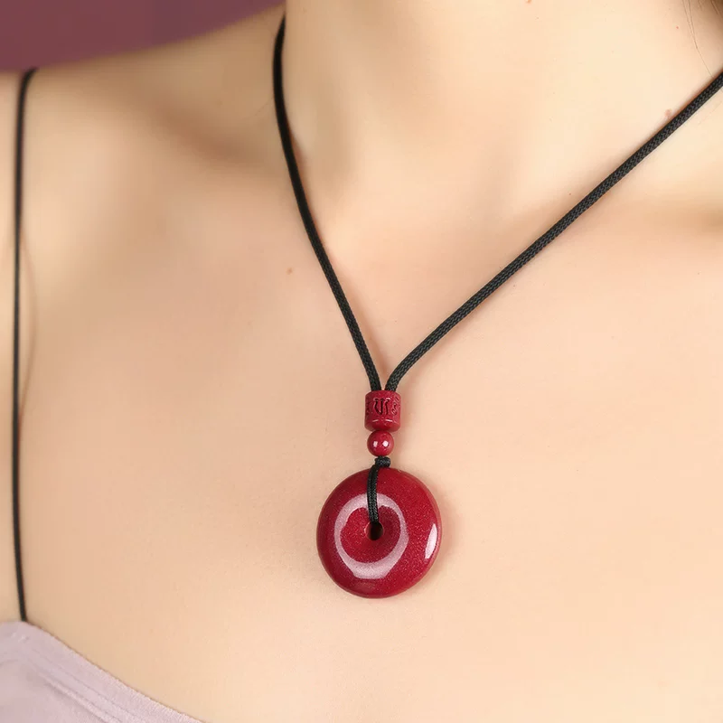 紫金砂 朱砂平安扣吊坠 挂绳挂饰 男女老小 项链挂件【含师傅祈福，发货周期7-20天】