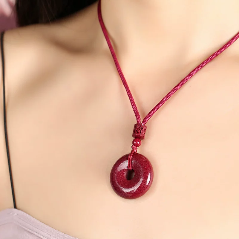 紫金砂 朱砂平安扣吊坠 挂绳挂饰 男女老小 项链挂件【含师傅祈福，发货周期7-20天】