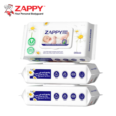 ZAPPY杰比婴儿纯天然抗菌湿巾80片大包装带盖宝宝手口屁专用消毒