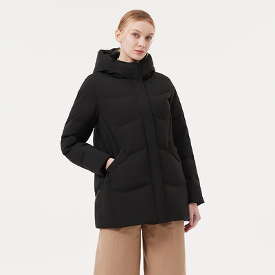 坦博尔羽绒服女中老年冬季中长款时尚休闲连帽蓄热宽松保暖外套