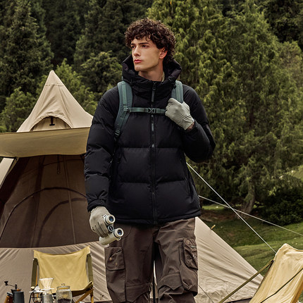 坦博尔羽绒服短款男冬季时尚休闲运动户外连帽加厚保暖百搭外套