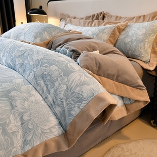 玉芙妮A类高克重恒温雕花牛奶绒四件套