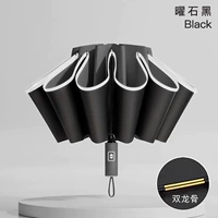 Обратный зонтик [24 стеклянное волокно анти -ветровое киль ⭐ Полностью автоматический] Horbs Black [подарок]