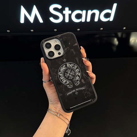 Chrome Hearts Black Marble White Cross iPhone Case