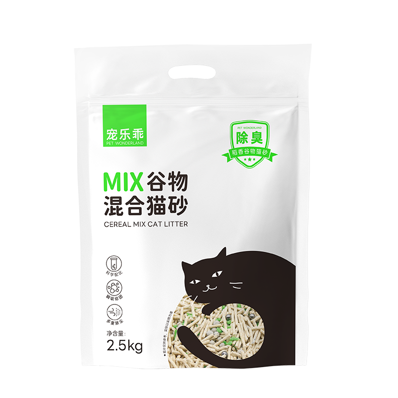 宠乐乖谷物混合猫砂2.5kg