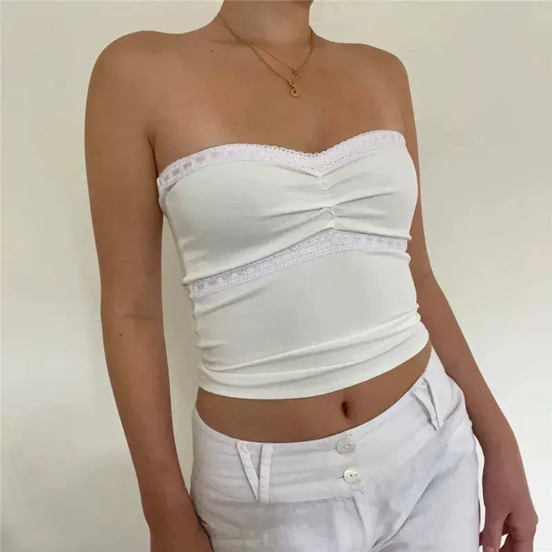 Топ Maemukilabe Fairy Coquette Milkmaid Y2K, белый кружевной, размеры S–L