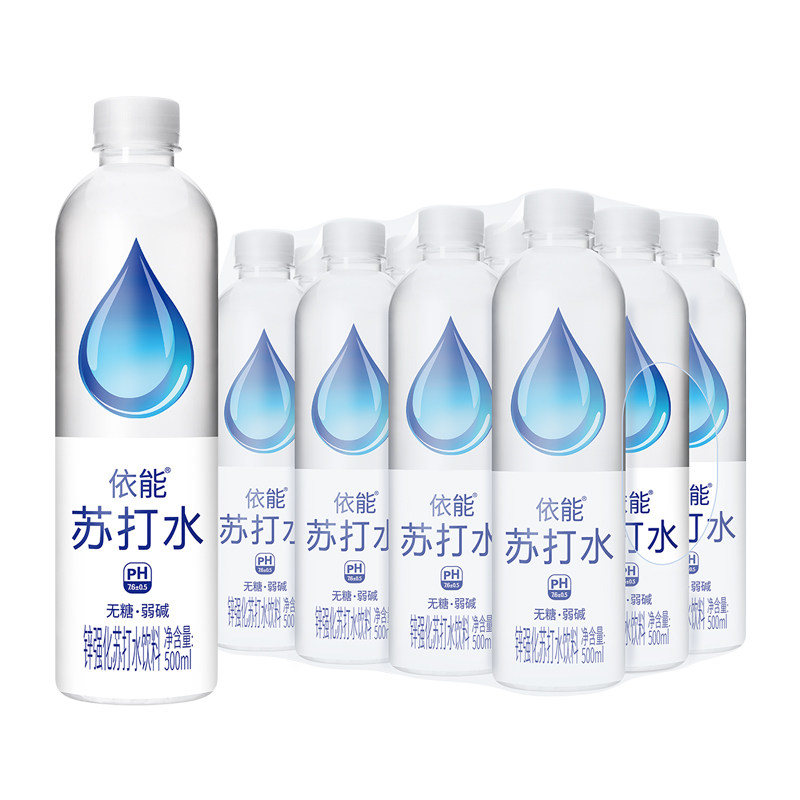 依能苏打水饮料无糖弱碱性饮用水无汽弱碱500ml*12瓶整件包邮 片断苏打实拍商品图
