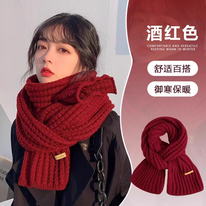 千鸟格围巾女冬季保暖情侣格子百搭高级感ins潮围脖黑色红色白色