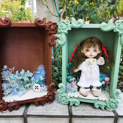 taobao agent Tide Dolls GM OB11 Dimensions Transparent Display Wooden Box Homemade Box Dry Flower Light Box Customization