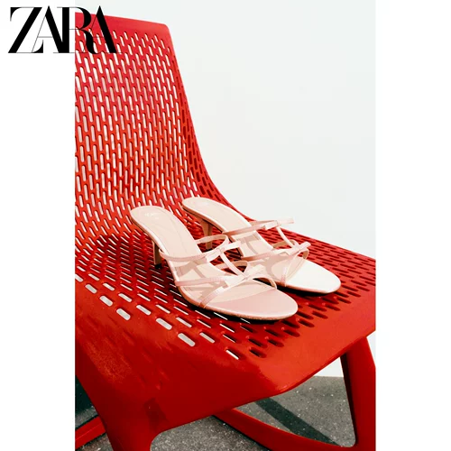 ZARA Специальное предложение выбрано TRF женского шелкового атласного лука текстуры, высокие сандалии 3354310 050