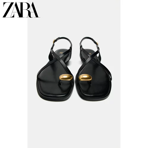 ZARA Весенние новые женские металлические украшения модные базовые сандалии 1610310 800
