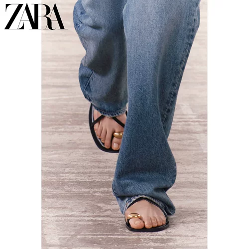 ZARA Весенние новые женские металлические украшения модные базовые сандалии 1610310 800