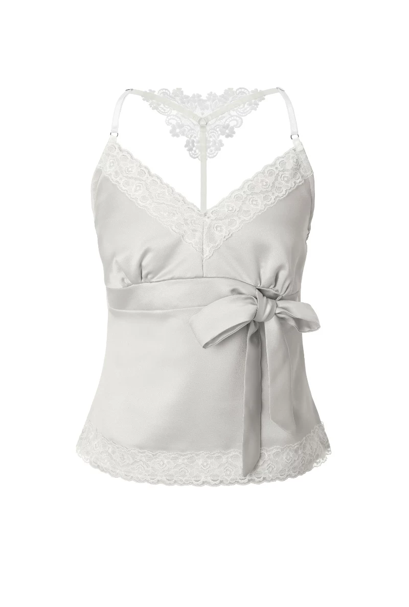 Трёхкратная закупка в Южной Корее Bianca Tie Camisole с кружевной нашивкой бант слайд-жилетка