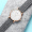 Женские часы： розовый шелух, белый пух, серый кожаный ремешок + браслет