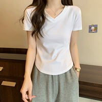 Летняя футболка, корсет, лонгслив, короткий жакет, в корейском стиле, V-образный вырез