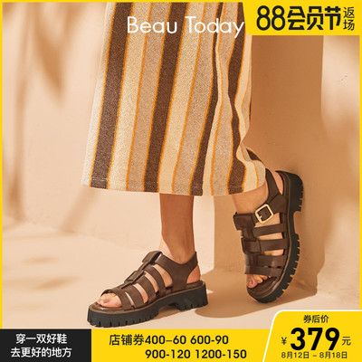 taobao agent Beautoday BT weaving sandals 2022 new summer hollow design sense thick heels