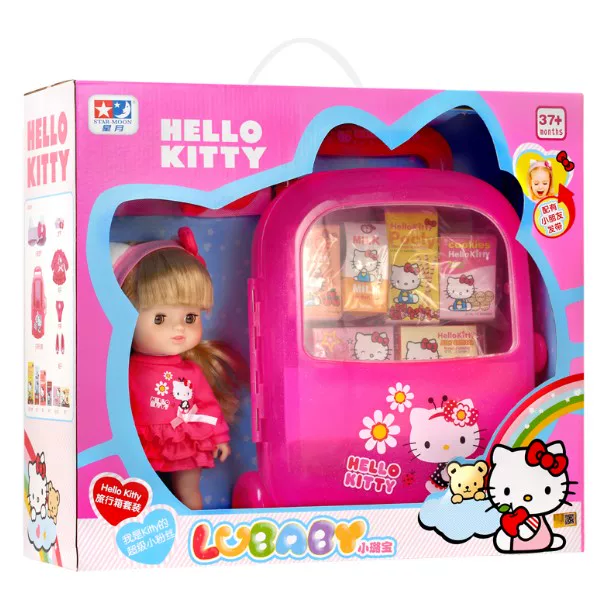 Привет Китти, hello kitty, подлинная детская семейная игрушка, чемодан, набор, кукла, косплей