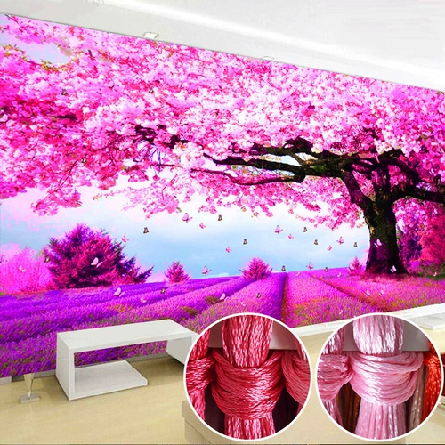 Cross -STITCH Вышивка 2022 Новая гостиная романтическая вышивка вишневых деревьев.