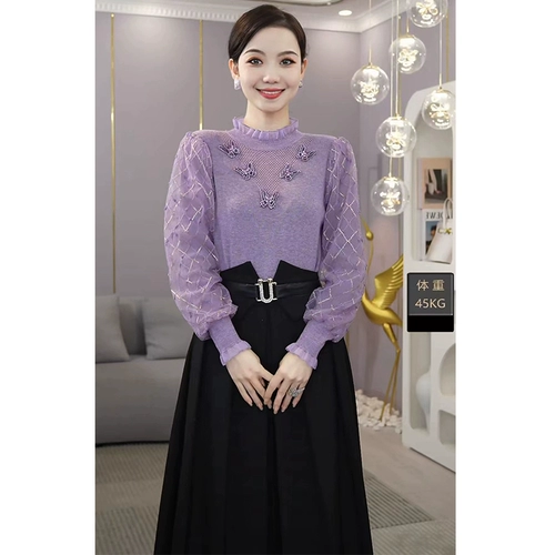 Сиреневый демисезонный свитер, приятное телу сексуальное термобелье, коллекция 2023, городской стиль