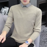 Демисезонный комплект, свитер, трендовая трикотажная шерстяная рубашка, в корейском стиле, облегающий крой