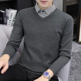 Демисезонный комплект, свитер, трендовая трикотажная шерстяная рубашка, в корейском стиле, облегающий крой